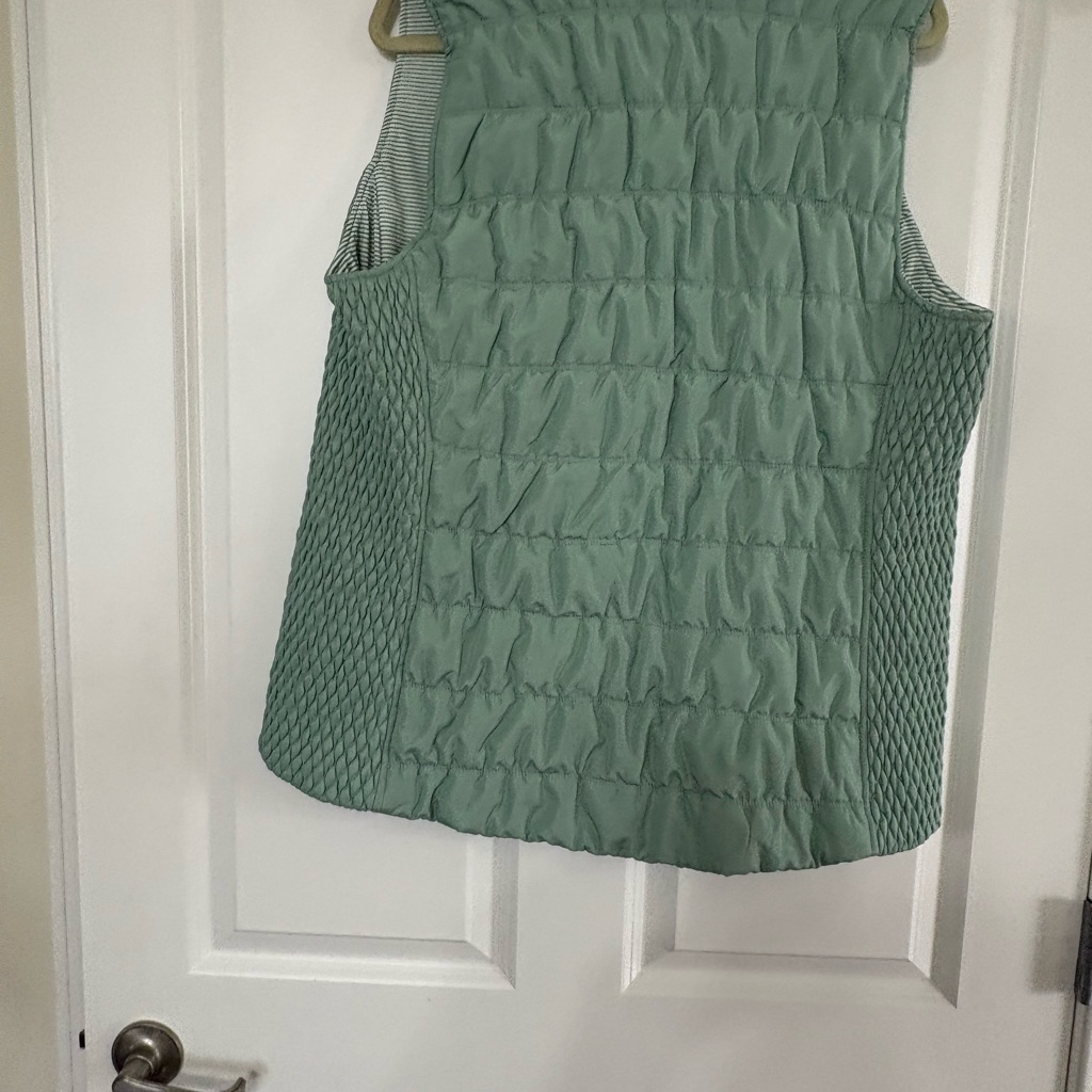 Women's Matching Green Vest With Green/White Striped Long Sleeve Shirt